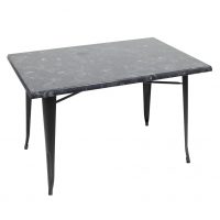 800 x 1200mm Alcantara Black (Marble Look) Isotop Table with Black Tolix Base