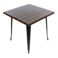 800mm Square Choco Oak Isotop Table with Black Tolix Base
