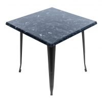 800mm Square Alcantara Black (Marble Look) Isotop Table with Black Tolix Base