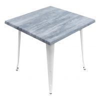 800mm Square Cement Look Isotop Table with White Tolix Base