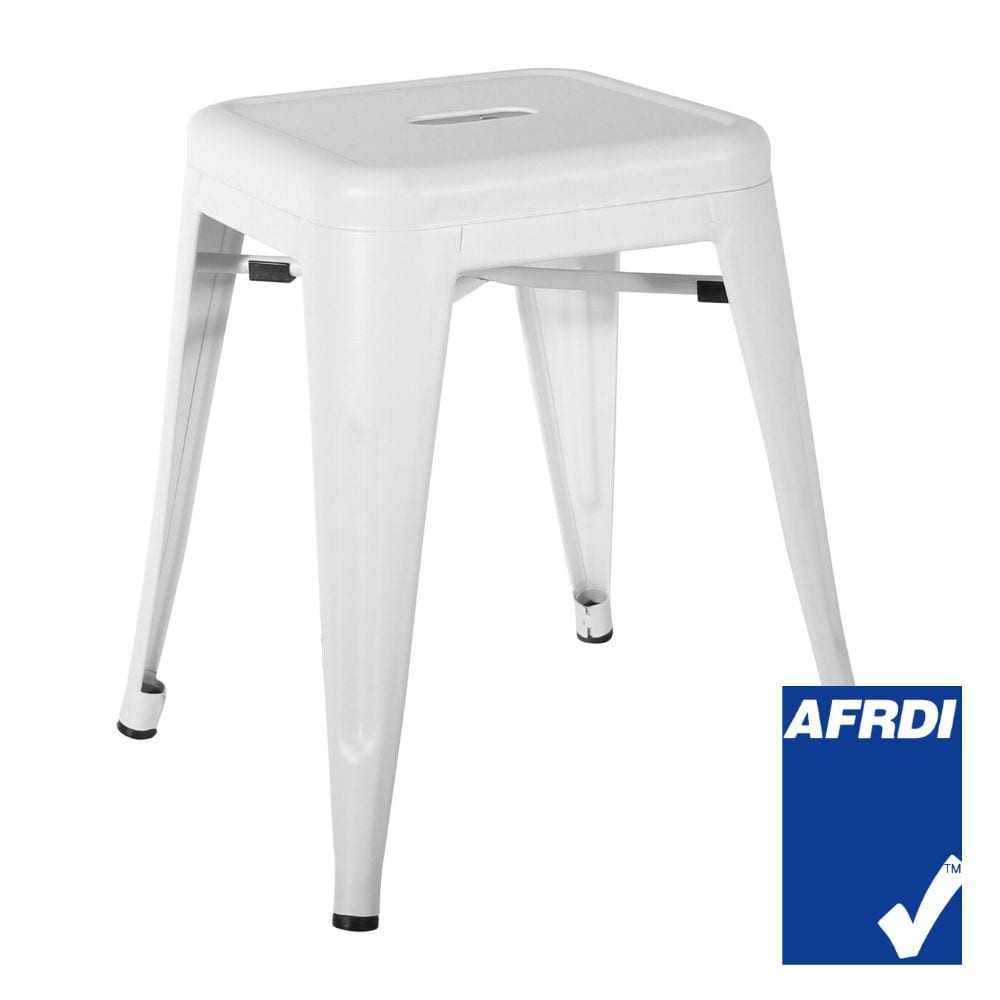 Small Replica Tolix Stool In Matte White Cafe Chairs Melbourne