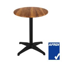 600mm Round Isotop Plus Table in Shesman Timber Look with Black Roma Base