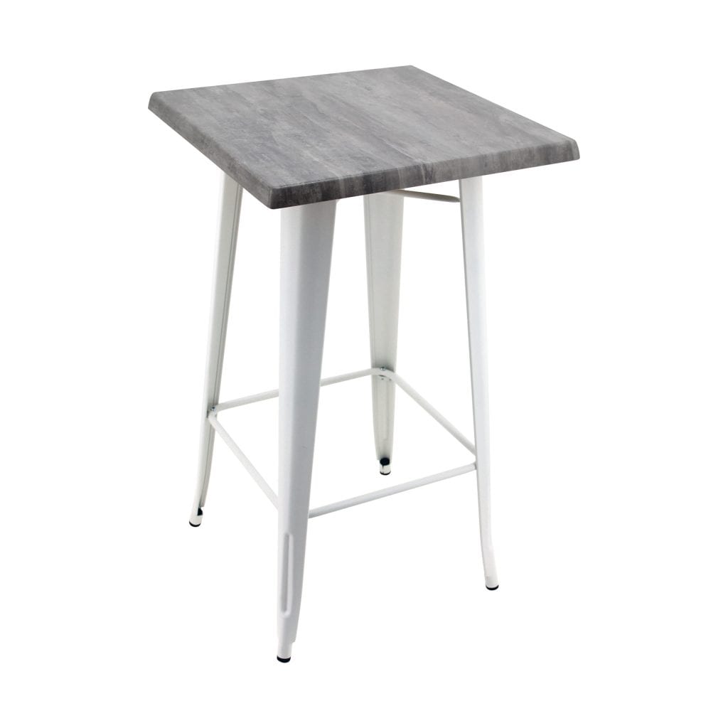 600mm Square Cement Isotop Table Top with Matte White Tolix Bar Base