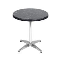 700mm Round Alcantara Black (Marble) Isotop Table Top with Silver Roma Base