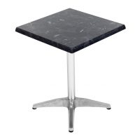 600mm Square Alcantara Black (Marble) Isotop Table Top with Silver Roma Base
