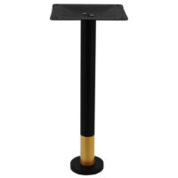Bolt-In Steel Dining Table Base in Matte Black with Round Gold Tip Pole