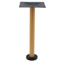 Bolt-In Steel Dining Table Base with Round Oak Finish Pole