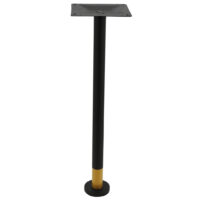Bolt-In Steel Bar Table Base in Black with Round Gold Tip Pole