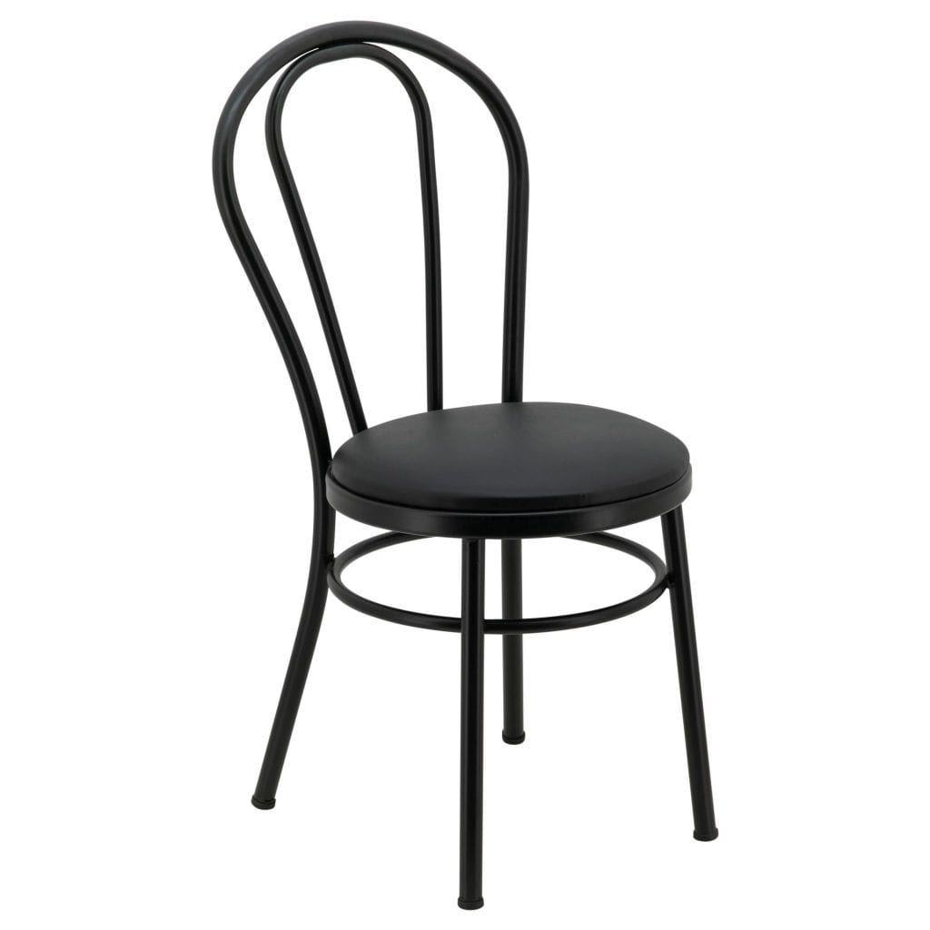 No. 18 Steel Cabaret Chair in Matte Black with Cushion
