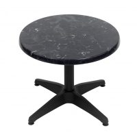 600mm Round Alcantara Black (Marble) Isotop Table Top with Matte Black Roma Coffee Base