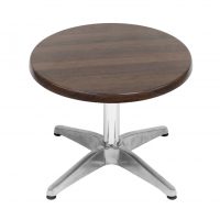 600mm Round Choco Oak Isotop Table Top with Silver Roma Coffee Base