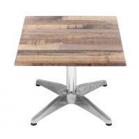 600mm Square Rustic Maple Isotop Table Top with Silver Roma Coffee Base
