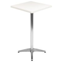 600mm Square White Isotop Table Top with Silver Roma Bar Base