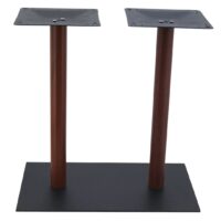 Chicago Twin Dining Table Base in Matte Black with Round Walnut Finish Pole