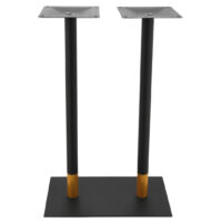 Chicago Twin Bar Table Base in Matte Black with Gold Tip Round Pole