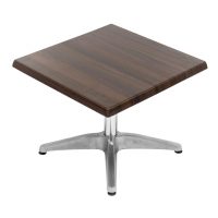 600mm Square Choco Oak Isotop Table Top with Silver Roma Coffee Base