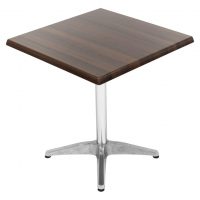 700mm Square Choco Oak Isotop Table Top with Silver Roma Base