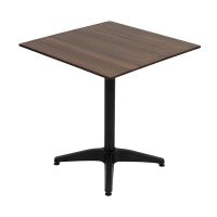 700mm Square Choco Oak Sliq Isotop Table Top with Black Roma Base