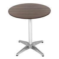 700mm Round Choco Oak Sliq Isotop Table Top with Silver Roma Base