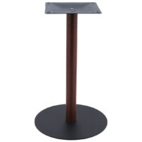 Circular Steel Dining Table Base in Matte Black with Walnut Finish Pole