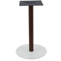 Circular Steel Dining Table Base in Gloss White with Walnut Finish Pole