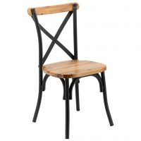 Cross Back Metal Bentwood Chair in Light Timber