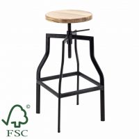 Tall Detroit Adjustable Stool with Timber Seat