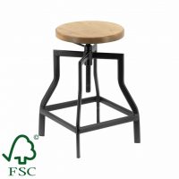 Small Detroit Adjustable Stool with Timber Seat in Matte Black