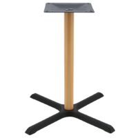 Maxwell Large Dining Table Base in Matte Black with Oak Finish Round Pole