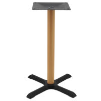 Maxwell Dining Table Base in Matte Black with Round Oak Finish Pole