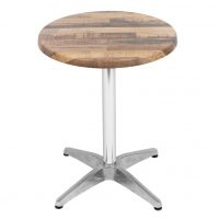 600mm Round Rustic Maple Isotop Table Top with Silver Roma Base