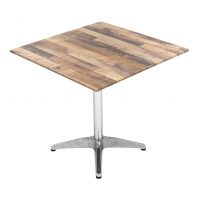 800mm Square Rustic Maple Sliq Isotop Table Top with Silver Roma Base