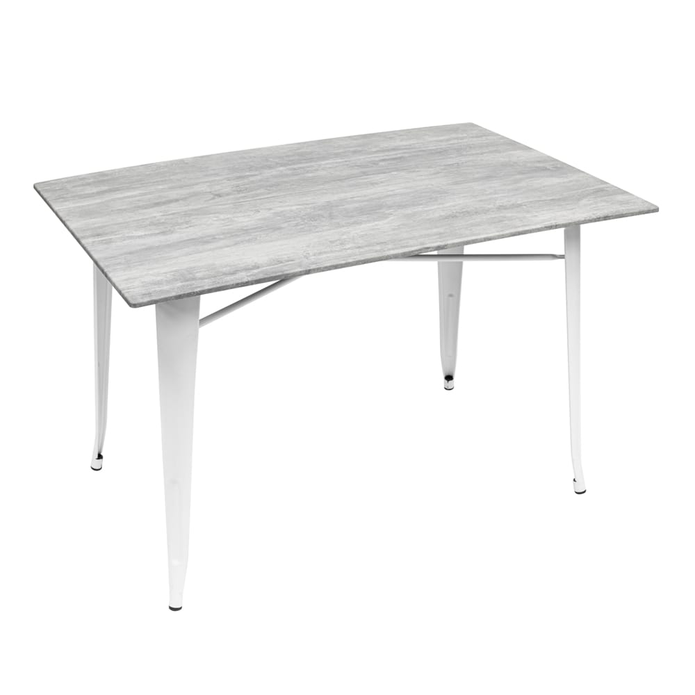 800 x 1200mm Cement Sliq Isotop Table Top with White Tolix Base