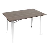 800 x 1200mm Choco Oak Sliq Isotop Table Top with White Tolix Base