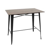 800 x 1200mm Choco Oak Sliq Isotop Table Top with Black Tolix Bar Base