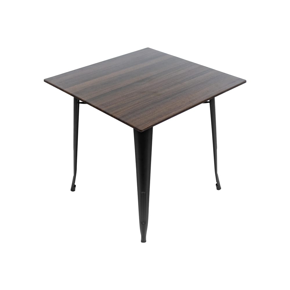 800mm Square Choco Oak Sliq Isotop Table Top with Black Tolix Base