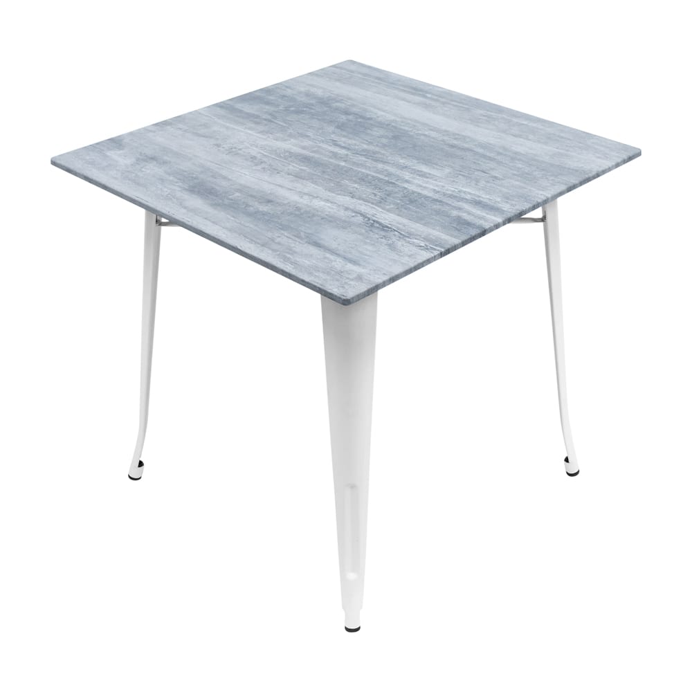 800mm Square Cement Sliq Isotop Table Top with White Tolix Base