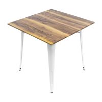 800mm Square Shesman Sliq Isotop Table Top with White Tolix Base