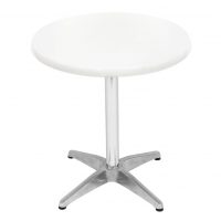 700mm Round White Isotop Table Top with Silver Roma Base