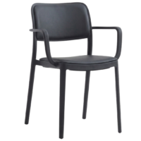 Arabella Waiting Room Arm Chair with PU Cushion in Black