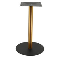 Circular Steel Dining Table Base in Matte Black with Gold Finish Pole