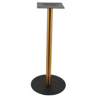Circular Stainless Steel Bar Table Base in Matte Black with Gold Finish Round Pole