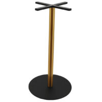 Large Circular Steel Bar Table Base in Matte Black with Gold Finish Round Pole