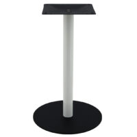 Circular Steel Dining Table Base in Matte Black with Gloss White Round Pole