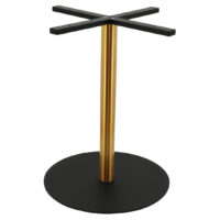 Large Circular Steel Dining Table Base in Matte Black with Gold Finish Round Pole