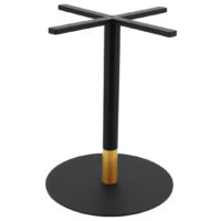 Large Circular Steel Dining Table Base in Matte Black with Gold Tip Round Pole