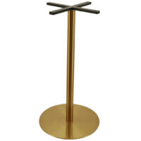 Large Circular Stainless Steel Bar Table Base in Gold Finish with Round Pole
