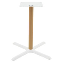 Maxwell Large Dining Table Base in Gloss White with Oak Look Round Pole