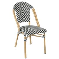 Parisian Chair in Black Texteline V-Pattern Light Frame