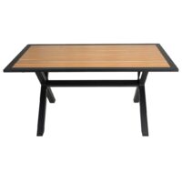 Teak Aluminium Picnic Table in Matte Black 1600mm